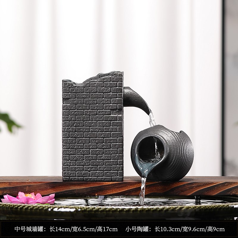 古法鱼缸水循环造景过滤器新w中式微景观流水摆件庭院鱼池水景装