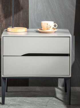SNA6070灰色意式极简轻奢床头柜 卧室简约现代灰色烤漆床边小柜子