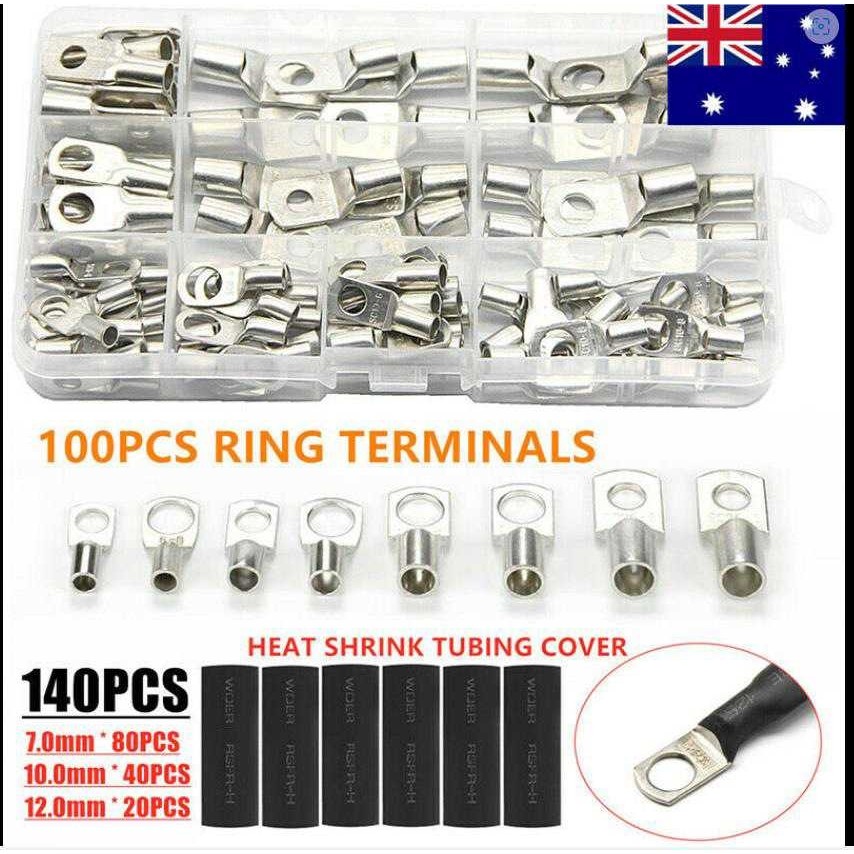 跨境窥口铜管端子SC接线端子100PCS+140PCS铜鼻子热缩管240pcs