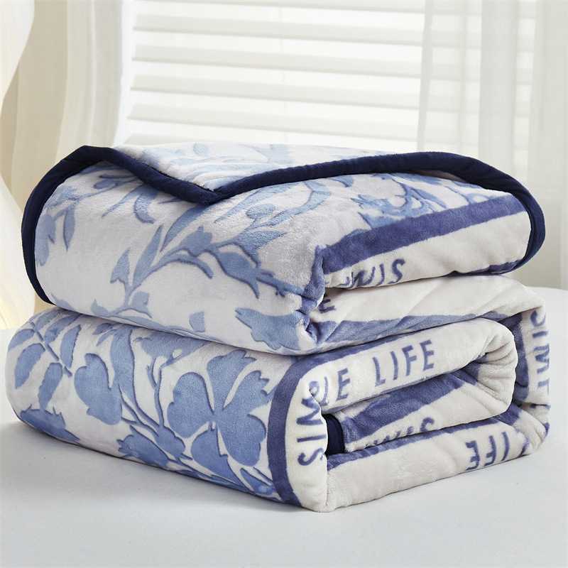秋冬加厚云貂绒毛毯田园风双人盖毯可机洗保暖毯子沙发午睡毯