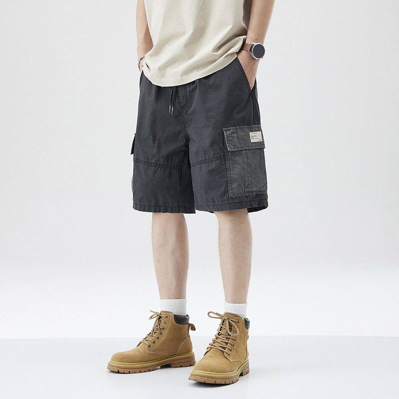 夏季新款工装短裤男撞色拼接大口袋宽松休闲五分裤子高街痞帅薄款,男装,短裤,淘宝优惠券,粉丝福利购,淘宝优惠卷