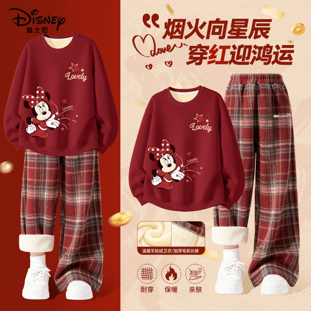 女童新年拜年服加绒套装