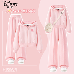 迪士尼女童春季套装韩系女孩休闲开衫外套2026新款儿童春装运动裤