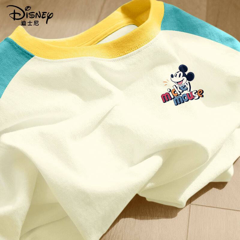 迪士尼童装儿童纯棉短袖t恤男童夏季休闲打底衫中大童亲肤体恤衫