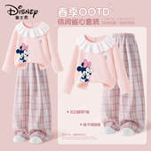 阔腿裤 迪士尼女童t恤套装 女孩长袖 上衣花边儿童春装 春季 2026新款