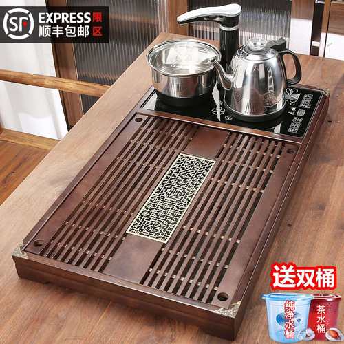茶具套装家用客厅实木茶盘茶台轻奢简约茶海托盘全自动烧水壶一体