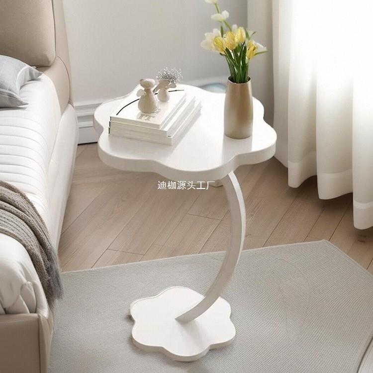 奶油风边几家用客厅小茶几沙发旁边小桌子简易置物架铁艺床头柜子