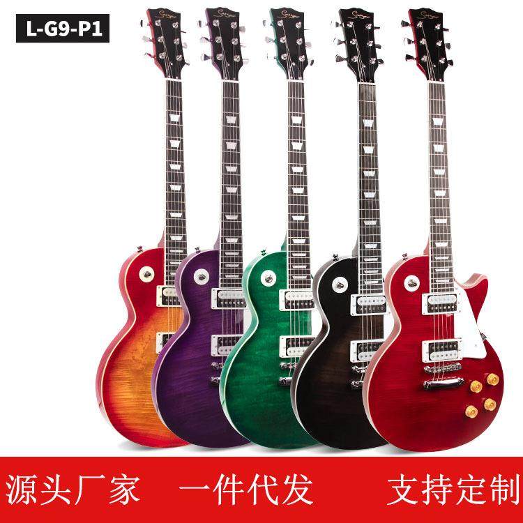 工厂22品爵士电吉他火焰虎纹枫木贴皮电吉他双双拾音器