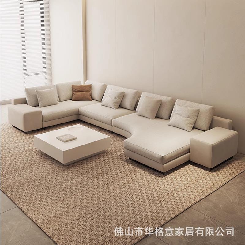 意式极简大户型布艺沙发现代简约转角弧形客厅轻奢大平层别墅沙发