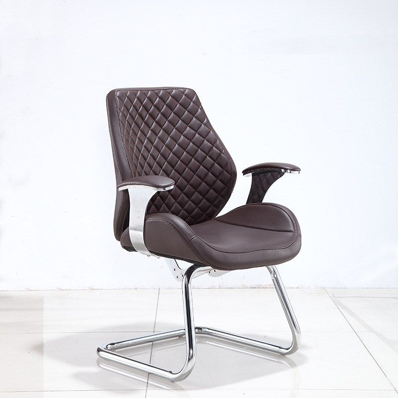 厂家供应b现代简约弓形班前椅带扶手电镀架西皮真皮会议椅班前椅
