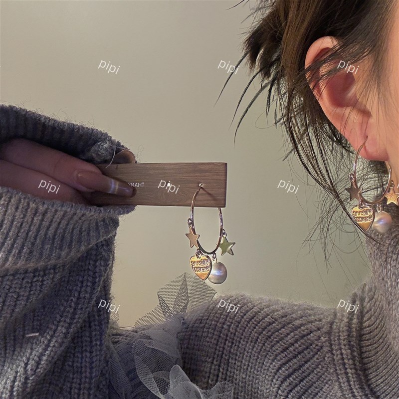 pipi原创设计j圈圈独特土星球球流苏耳饰高级感百搭冷淡风耳圈银