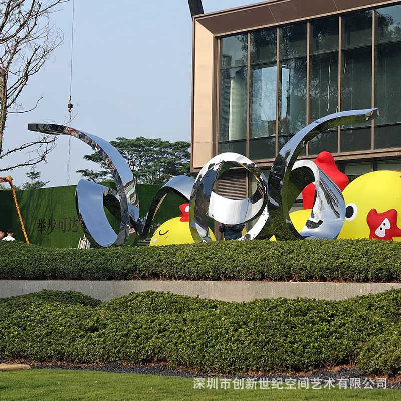 深圳厂家户外不锈钢雕塑景观商场广场摆件几何飘带立体广场装饰