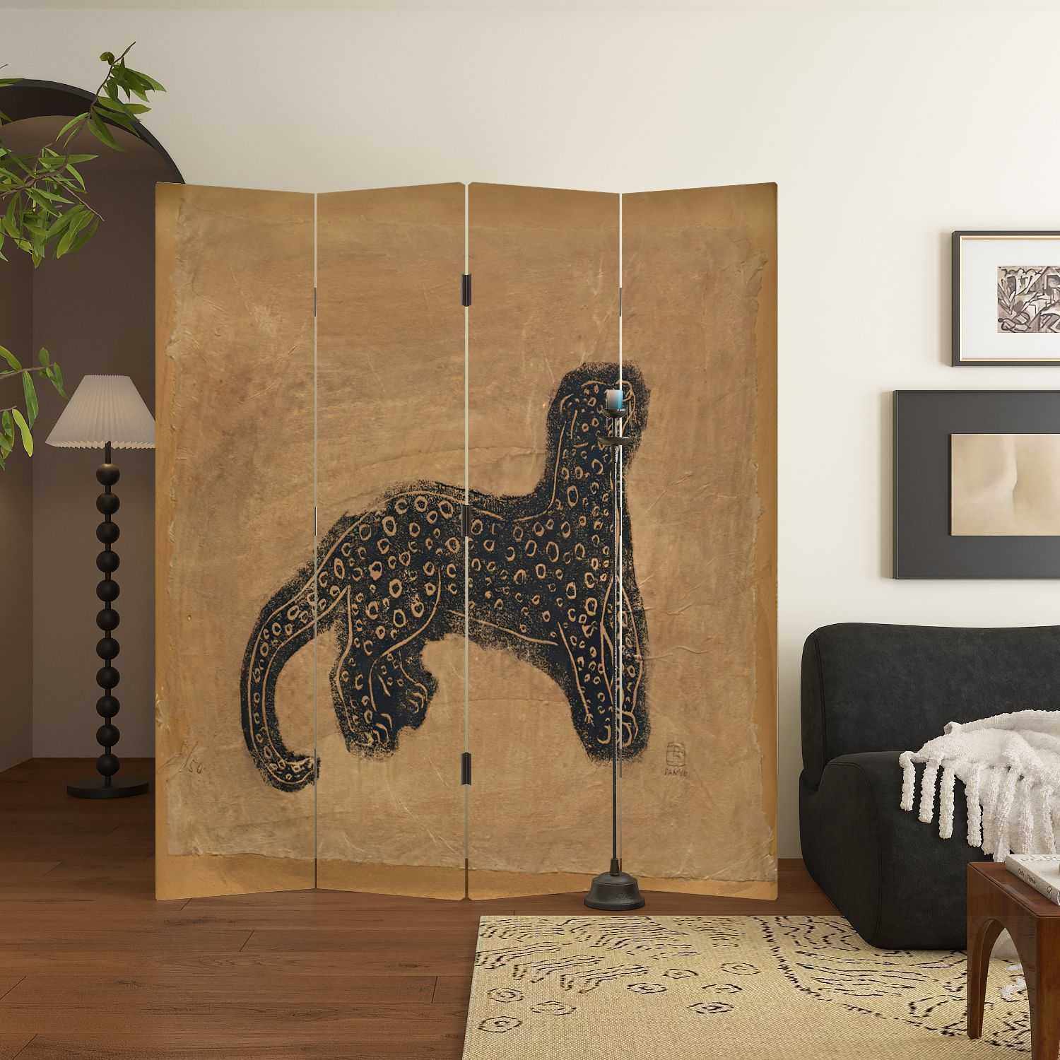 常玉金钱豹屏风隔断客厅现代简约卧室遮挡床边家用可折叠移动折屏,农机/农具/农膜,其它农用工具,淘宝优惠券,粉丝福利购,淘宝优惠卷