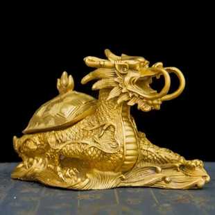 铜龙龟摆件纯铜开盖龙头龟铜制神兽客厅办公室桌面工艺品瑞兽T