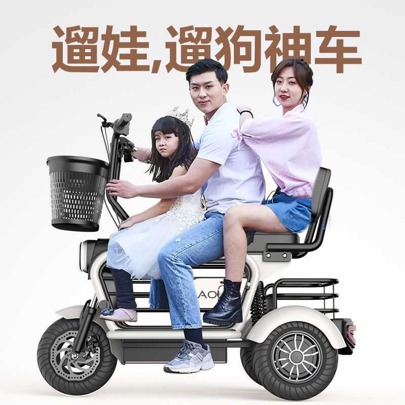 电动车48V12A电瓶车带小孩亲子电动车宠物笼电动自行车