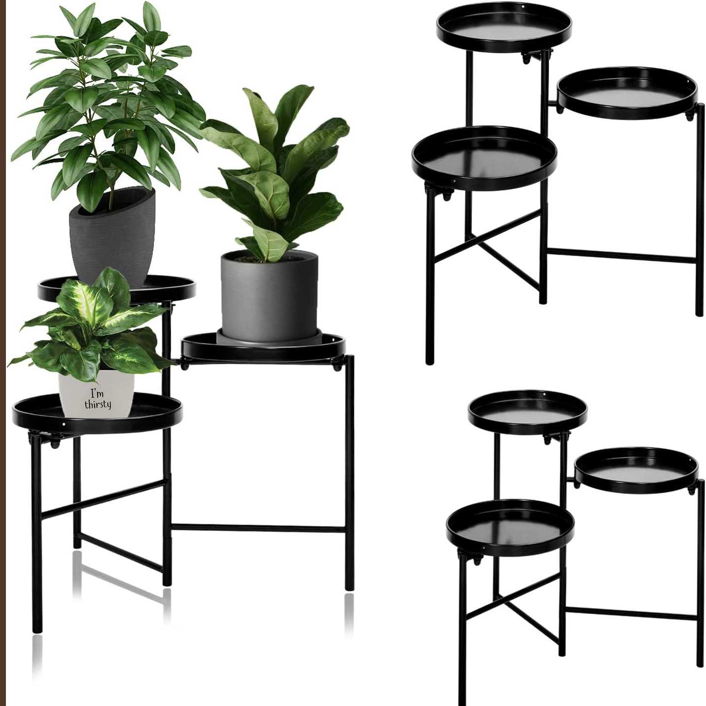 现代简约创意阳台落地铁艺花架多层高低折叠客厅绿植花盆架