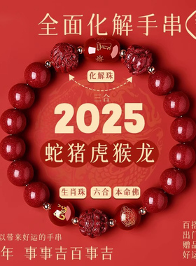 2025蛇年本命年朱砂手串化解生肖手链三合六合男女款普陀山护身符
