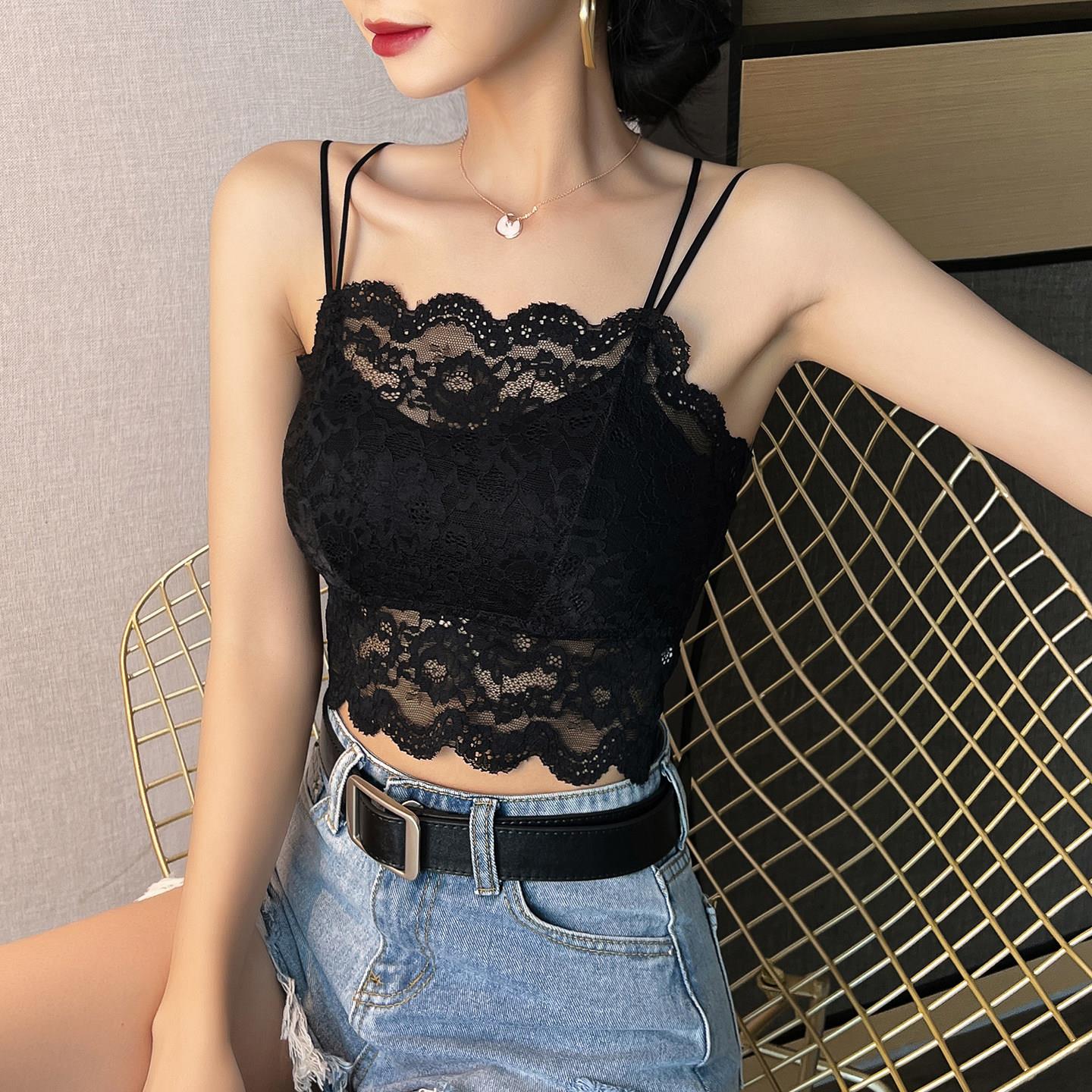 蕾丝美背内衣吊带背心女夏打底内搭抹胸短款外穿2026新款性感上衣