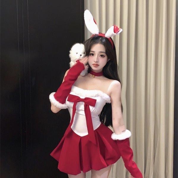 圣诞节兔女郎 万圣节cos网红制服抹胸连衣裙可爱纯欲套装
