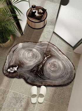 #木纹浴室地垫吸水防滑脚垫洗手间免洗地毯异形年轮家用洗漱台润