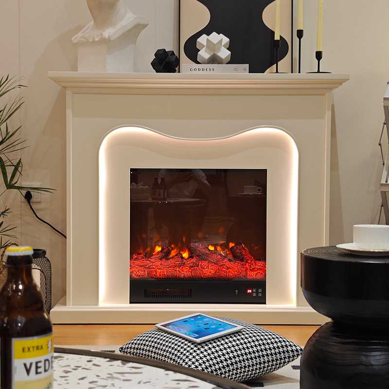 法式雕花壁炉装饰柜实木电子壁炉芯架仿真火焰欧式客厅家用取暖器