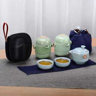 便携式陶瓷车载旅行功夫茶具套装哥汝窑开片快客杯简易礼品泡茶壶