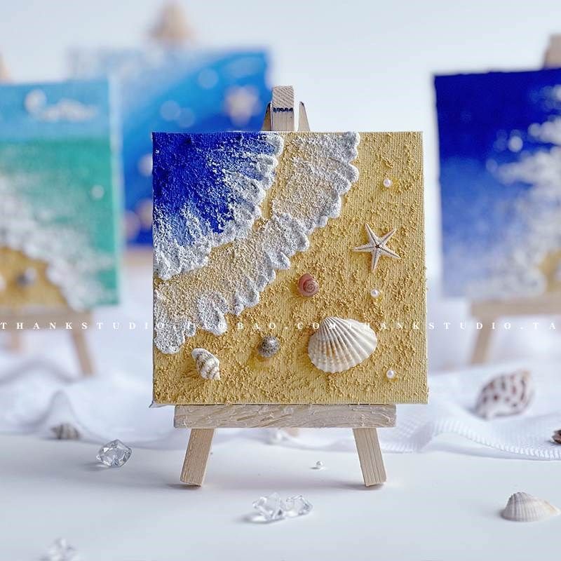 THANKS海滩贝壳肌理插画 手工diy材料包石英砂画暖场活动情人节,机械设备,矿山专用设备,淘宝优惠券,粉丝福利购,淘宝优惠卷