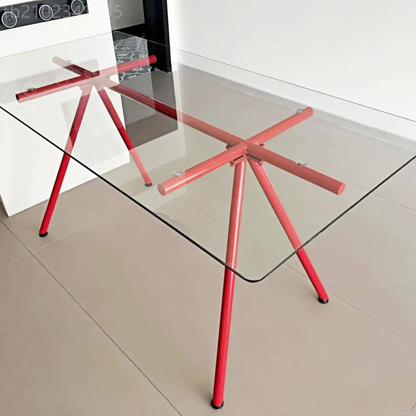 现意形式轻奢玻璃餐桌透QOX设计师明创意代简约酒店家用长方餐桌