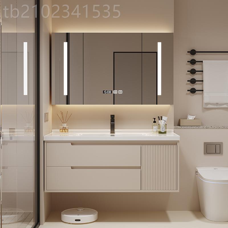 新油款奶风浴室柜一体盆洗合陶瓷洗脸盆ANE卫生间洗手盆柜组洗漱