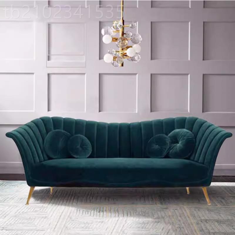 婚北欧客厅布艺绒布双人沙发家发具LFY纱店约影楼沙发简三人沙组