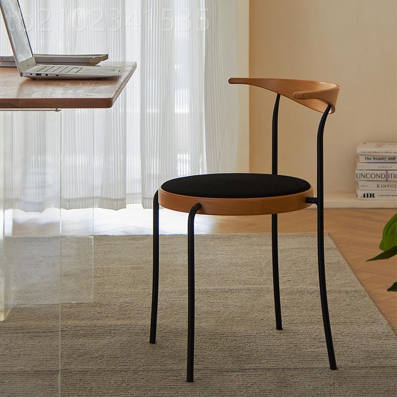 中古风铁靠背椅CSW195简约设计师实厅木餐软包椅久坐子家用艺餐椅