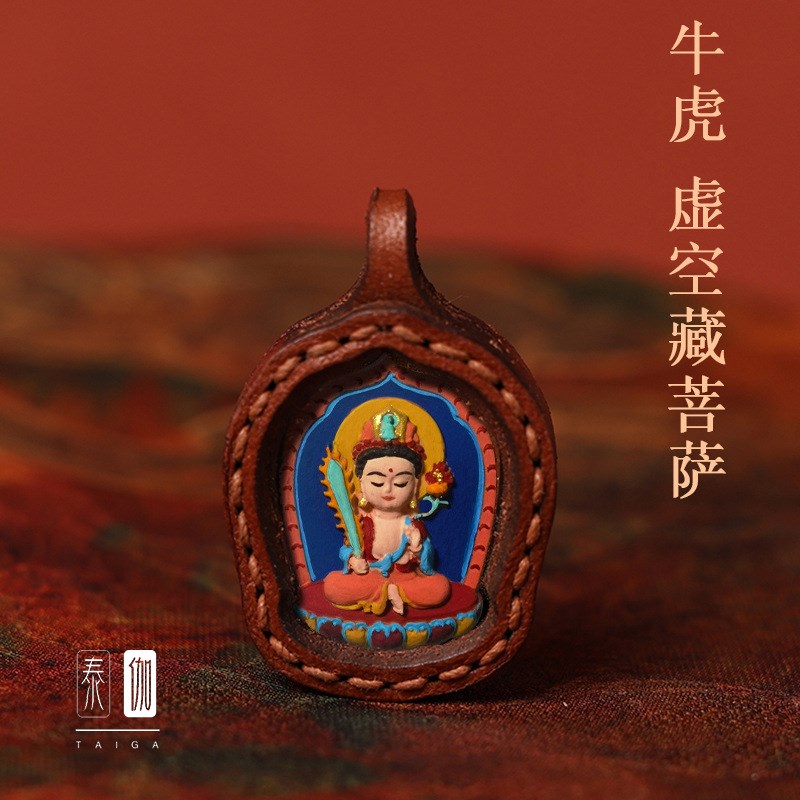 无疆皮壳擦擦纯h手工彩绘擦擦唐卡小盒子牛皮缝制立体唐卡画嘎乌