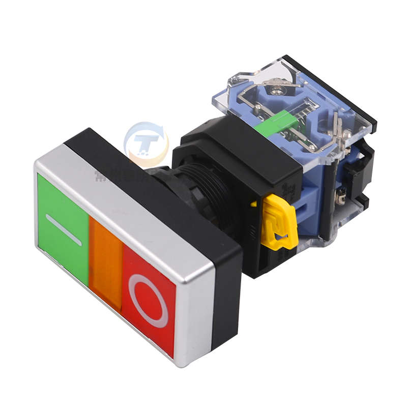 。一佳电源平钮按钮开关LA38-11B/2F03自覆位双头位22mm双键常开
