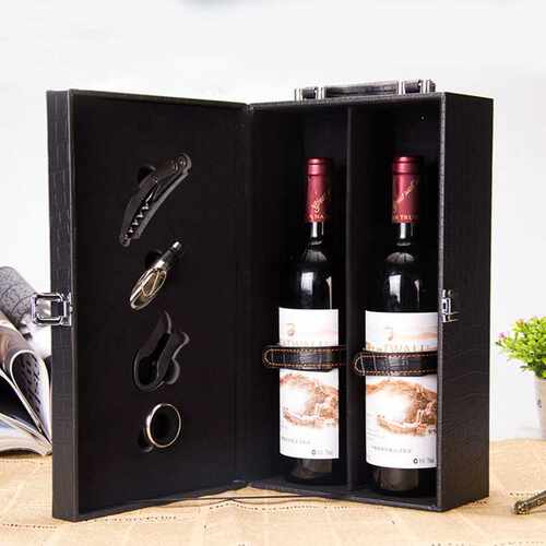 皮纹4件套酒具  双支高档豪华礼盒红酒开瓶器套装厂家直供