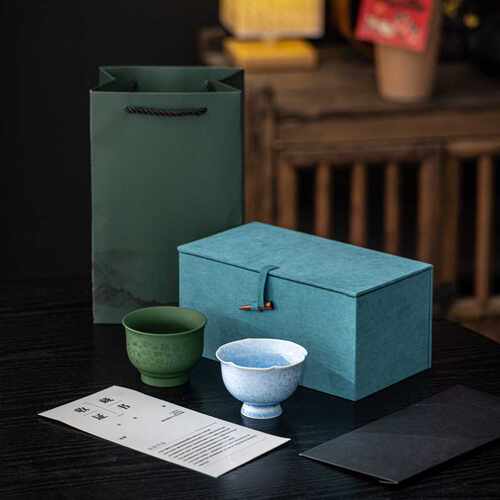宋朴苏扬烨大师结晶釉紫砂绿泥主人杯品茗杯男女对杯个人杯礼盒装