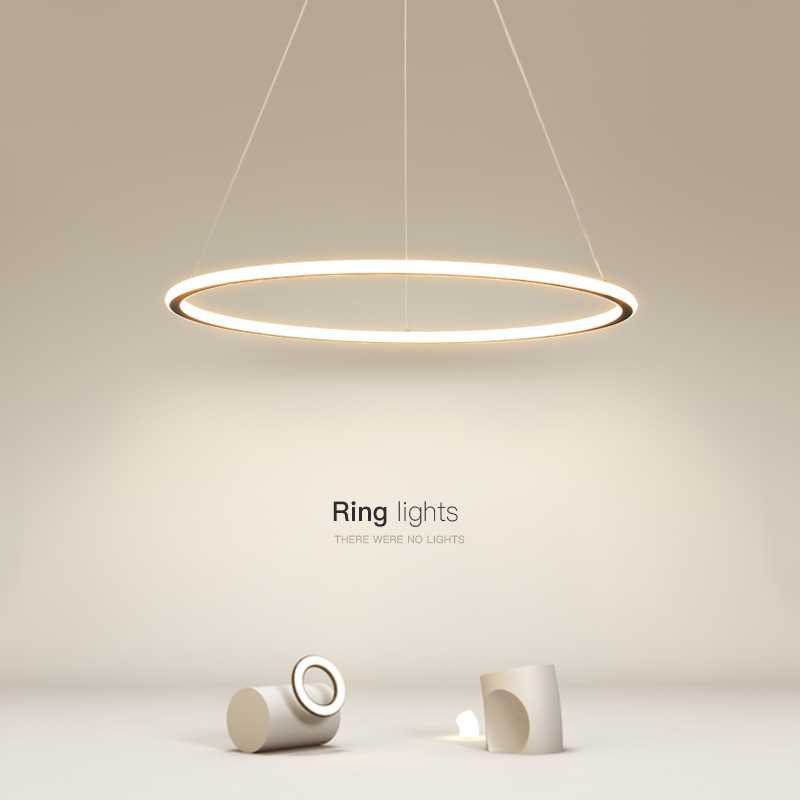 led餐厅吊灯现代简约圆形创意高亮吊灯客厅灯卧室灯书房饭厅灯具