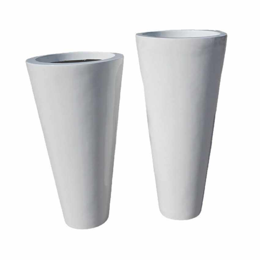 定制玻璃钢卡通花盆户外商场异形切面柱型树脂花钵种花摆件优惠