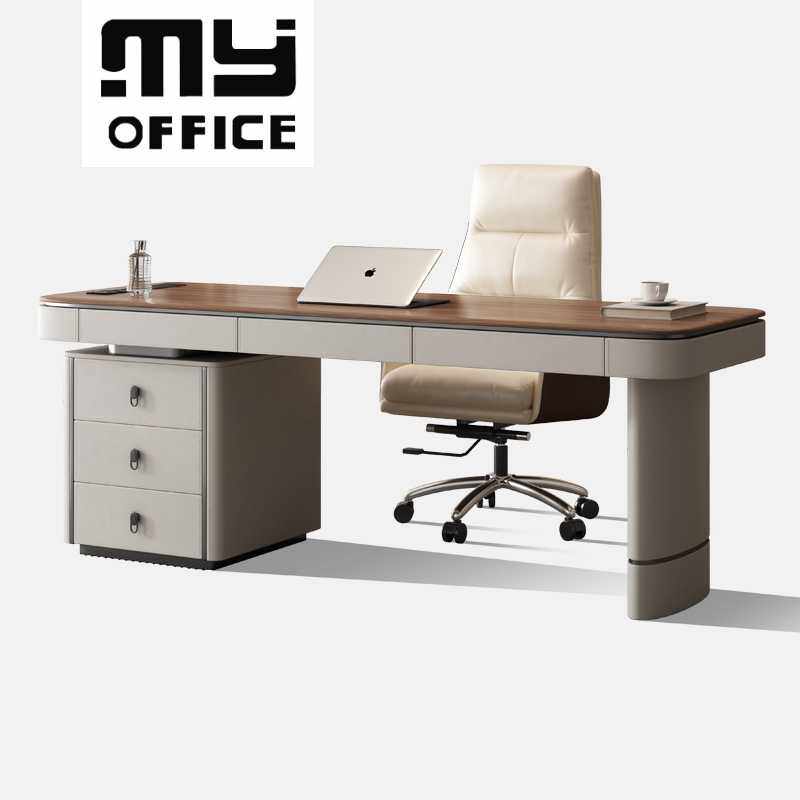 实木办公桌轻奢书桌意式极简电脑桌设计师感现代简约写字桌