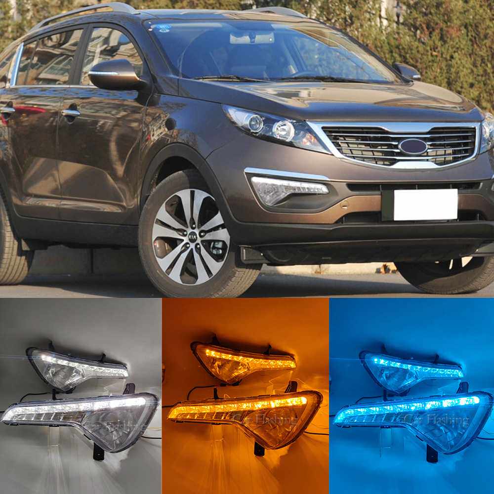 适用于起亚11-14款智跑日行灯改装LED日间行车流水转向前杠雾