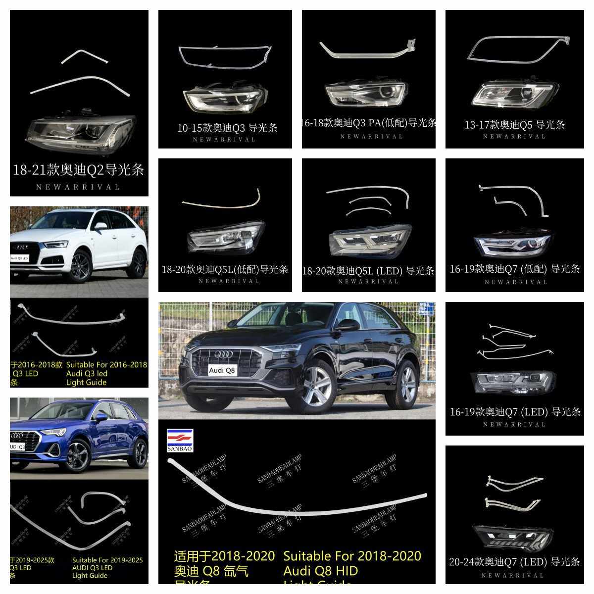 适用于奥迪系列Q2/Q3/Q5/Q7/Q8汽车前大灯日行灯带透明