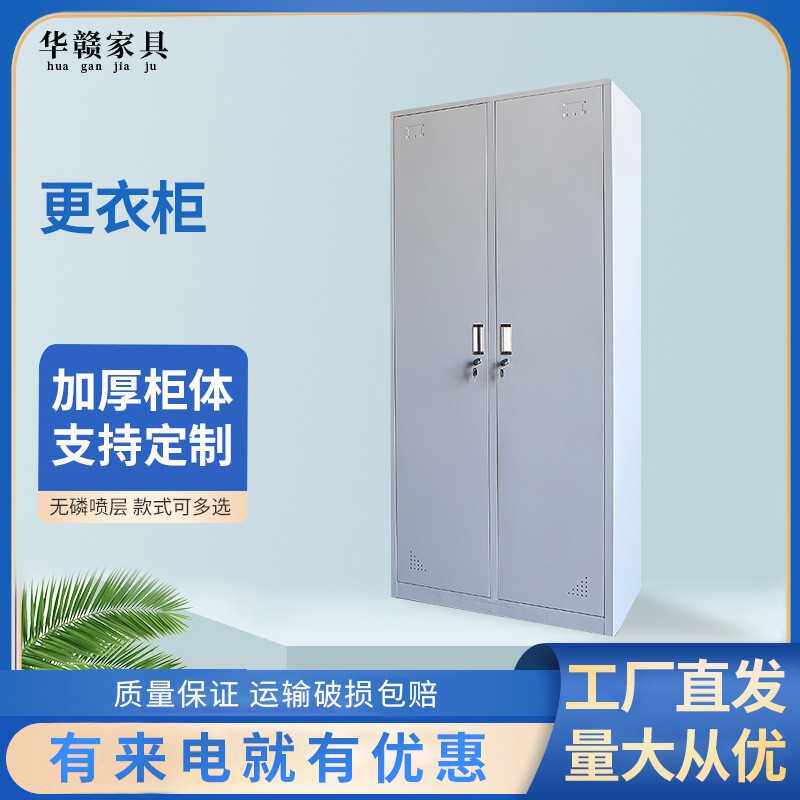 更衣柜员工宿舍两门带锁工衣柜子两门储物收纳柜拆装铁皮柜