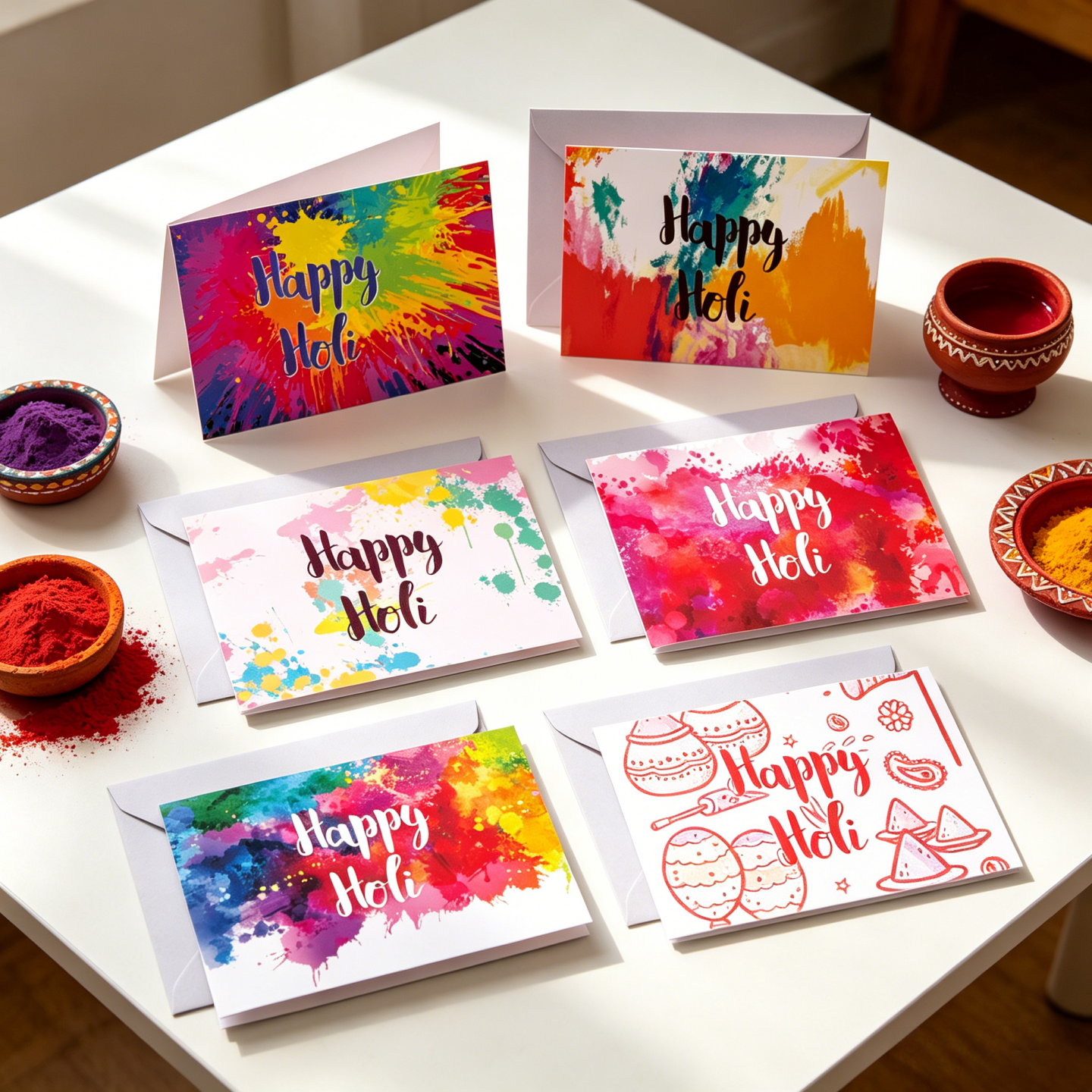 6张贺卡装印度洒红节HappyHoli