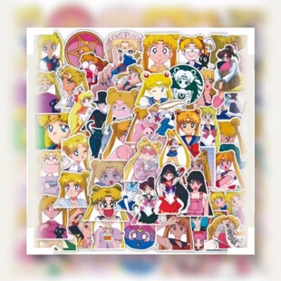 50张美少女战士Sailor Moon水手月亮少女漫画贴纸月野兔火野丽爱野美奈子DIY手机壳充电宝笔记本行李箱桌面DY