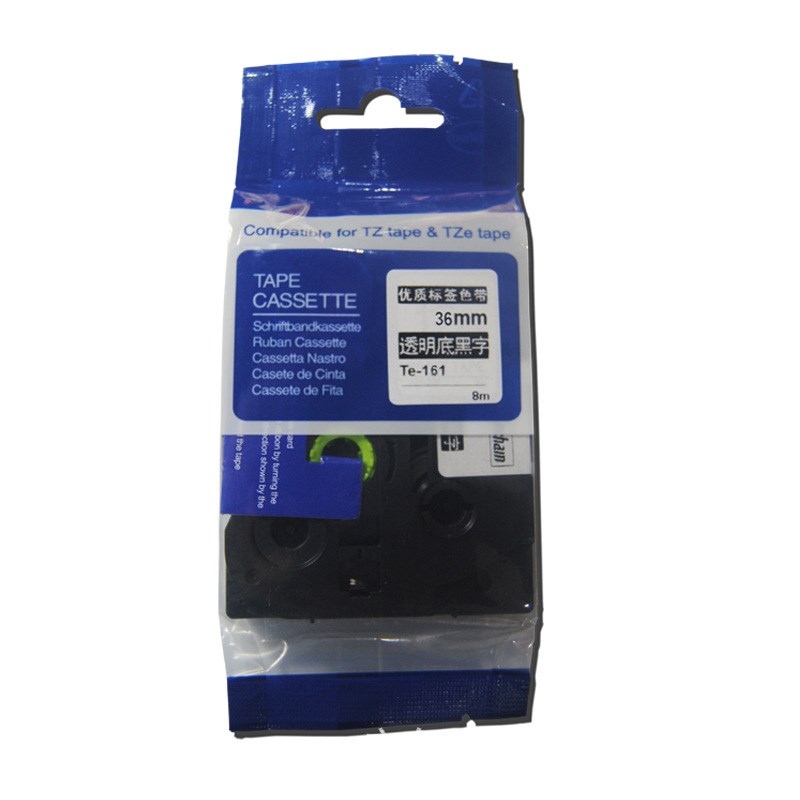 标签打印国产色带6~36mm标签纸TCe-131透明底黑字不干胶覆膜标签