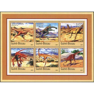 几内亚比绍2001年 史前动物恐龙 新票 小全张 外国邮票A