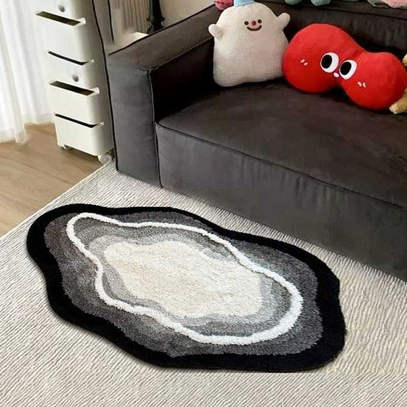 跨境灰色地毯卧室植绒簇绒床边毯浴室吸水垫客厅沙发地垫防滑脚垫