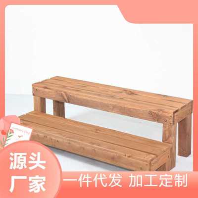 阳台阶梯大理石窗框防腐台阶户外碳化木花飘窗架庭院实木长条凳子