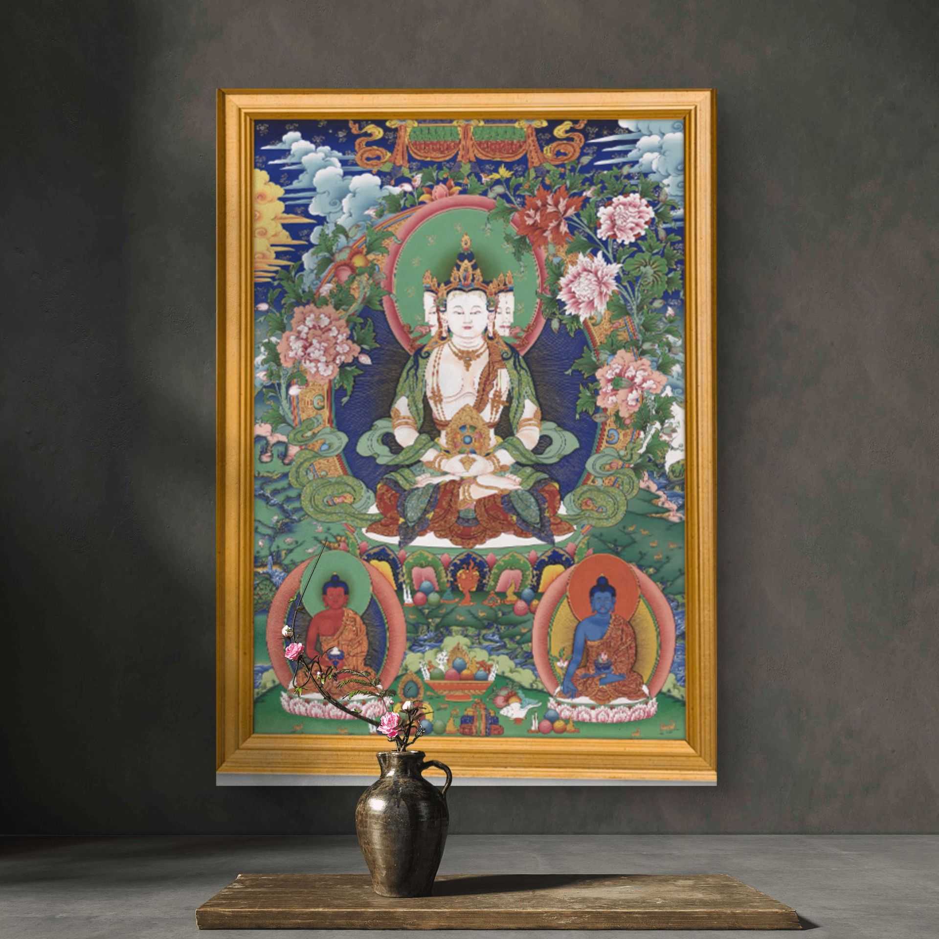 雅林文化 藏传唐卡大日佛复制唐卡客厅书房玄关装饰挂画壁画图片