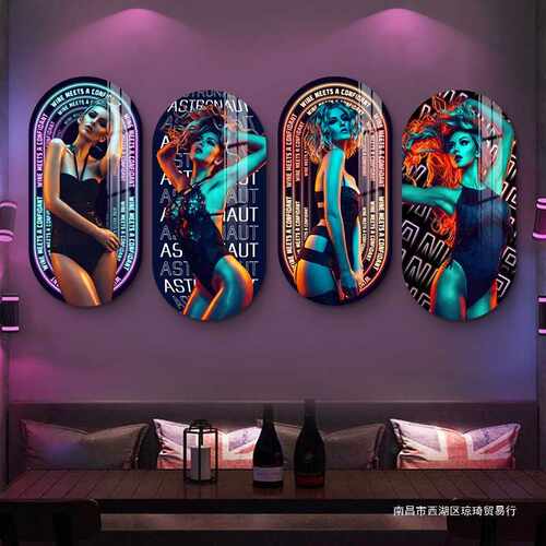 酒吧墙面装饰画创意网红夜店娱乐场所壁画酒馆KTV包间背景墙挂画