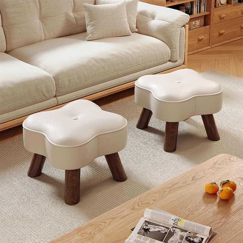 家用换鞋凳实木结实小凳子客厅沙发凳简约创意软包矮方凳茶几板凳